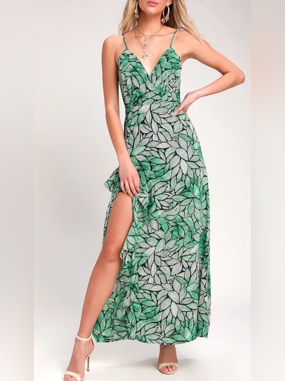 Lulus Vacation Mood tropical print maxi dress, medium